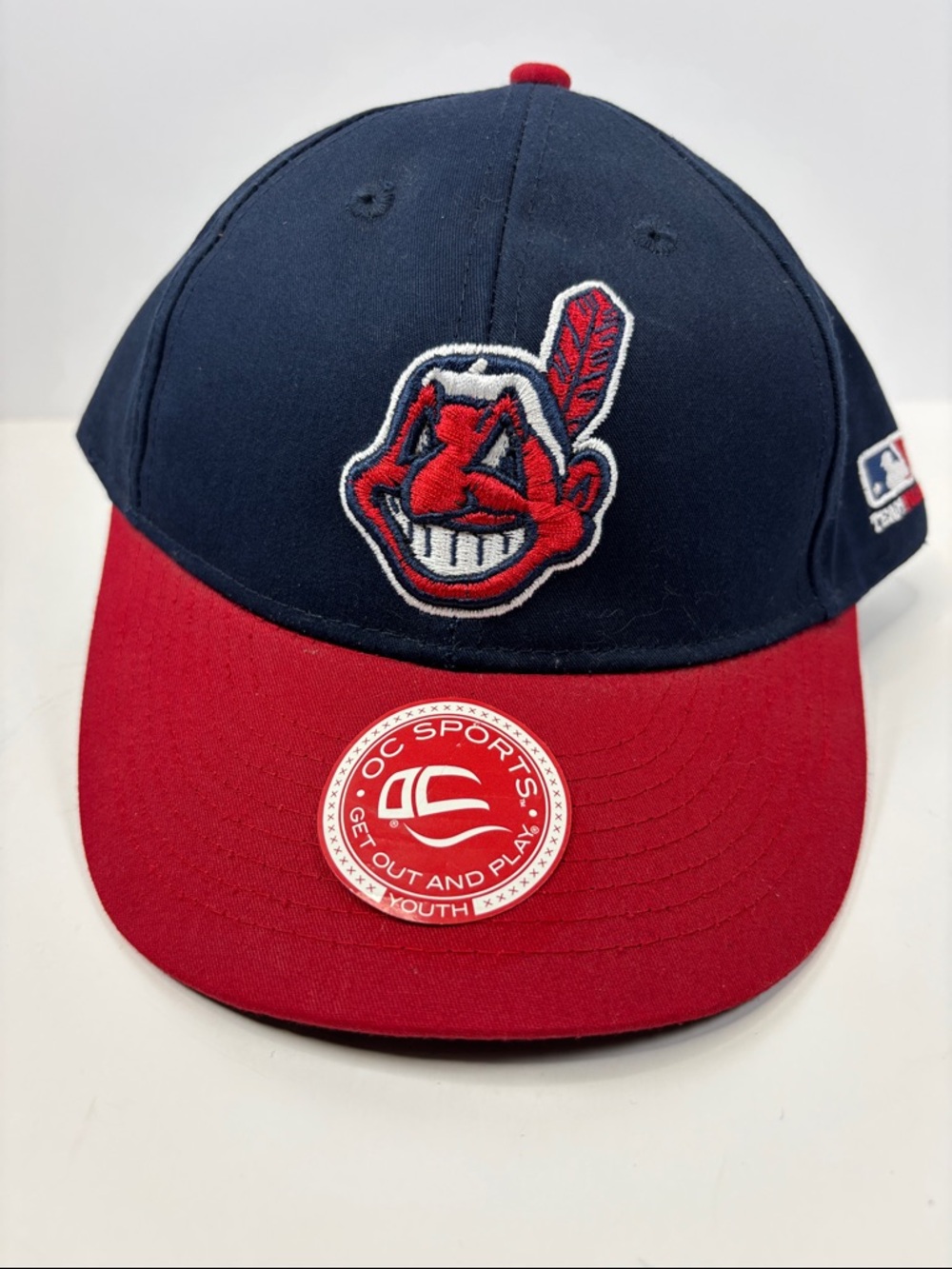 MLB Cleveland Indians Youth Hat Cap Rare Chief Wahoo 3D Logo Adjustable OC Sport